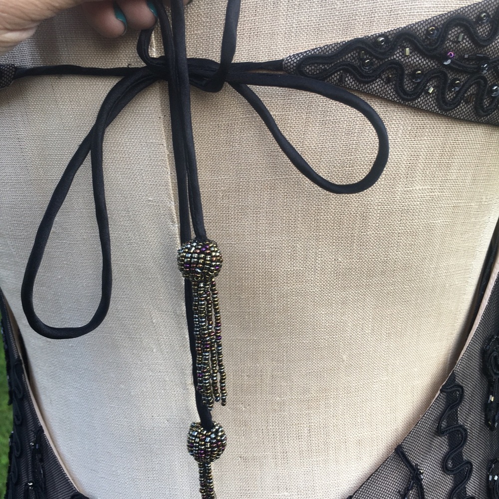 NIKI LAVIS Beautiful formal evening gown mid length Size 8 Black, AB Glass Beads - Picture 5 of 11